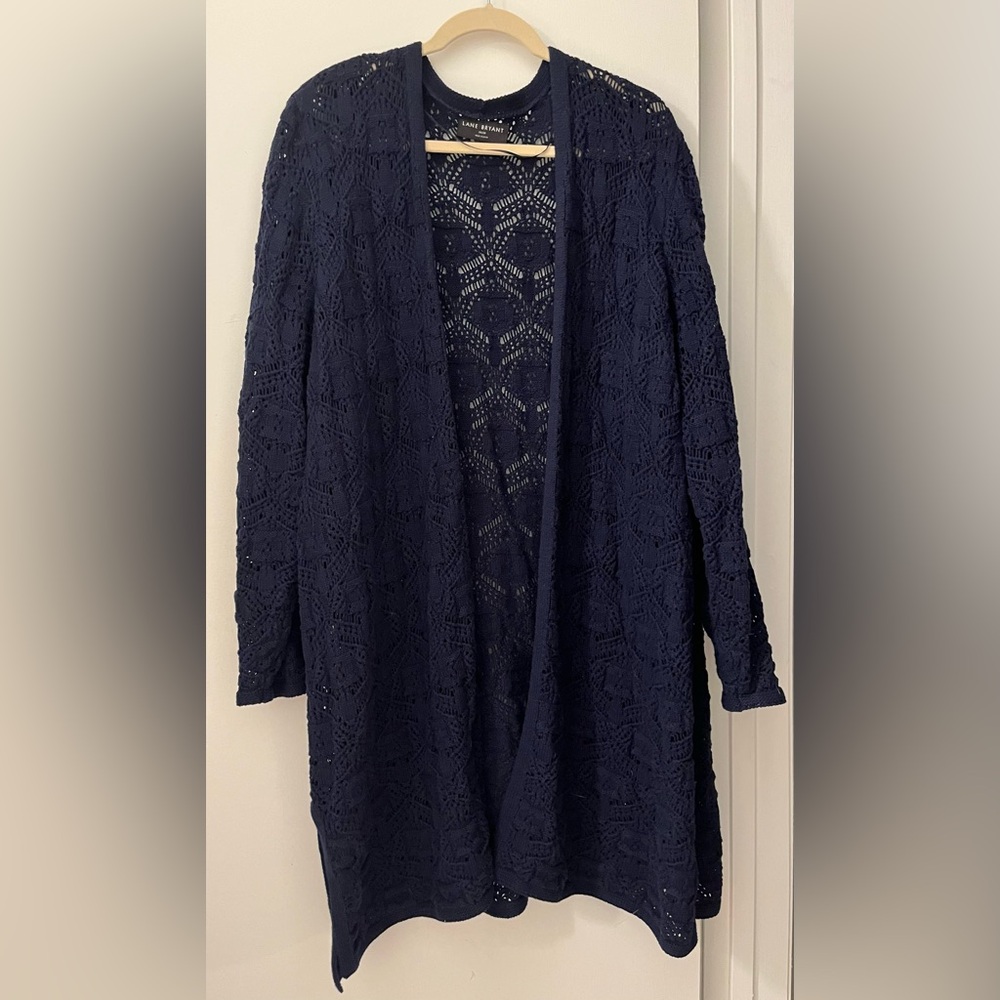 Lane Bryant Open Front Sweater Duster Navy 26/28